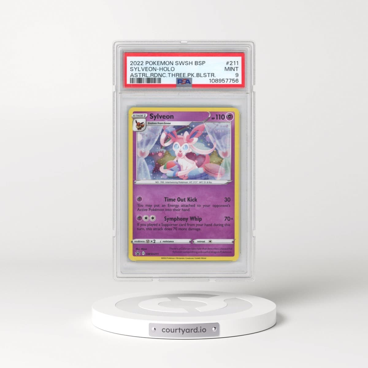 2022 Pokémon Swsh Black Star Promo #211 Sylveon - Holo Astral Radiance Three Pack Blisters (PSA 9 MINT)