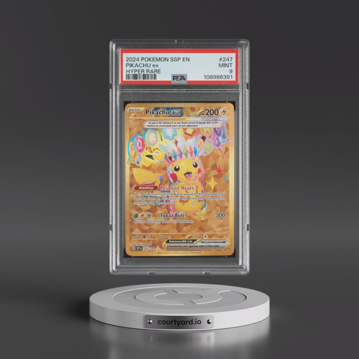 2024 Pokémon Ssp EN-Surging Sparks #247 Pikachu EX - Holo Hyper Rare (PSA 9 MINT)