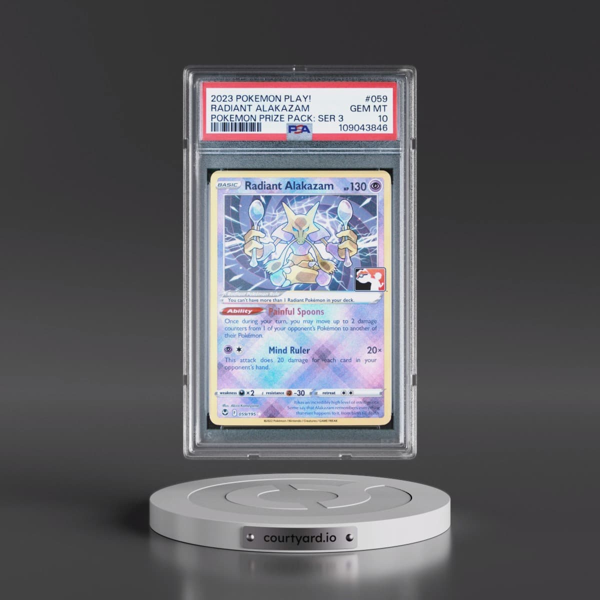 2023 Pokémon Play! Pokémon Prize Pack: Series 3 #059 Radiant Alakazam - Holo (PSA 10 GEM MINT)