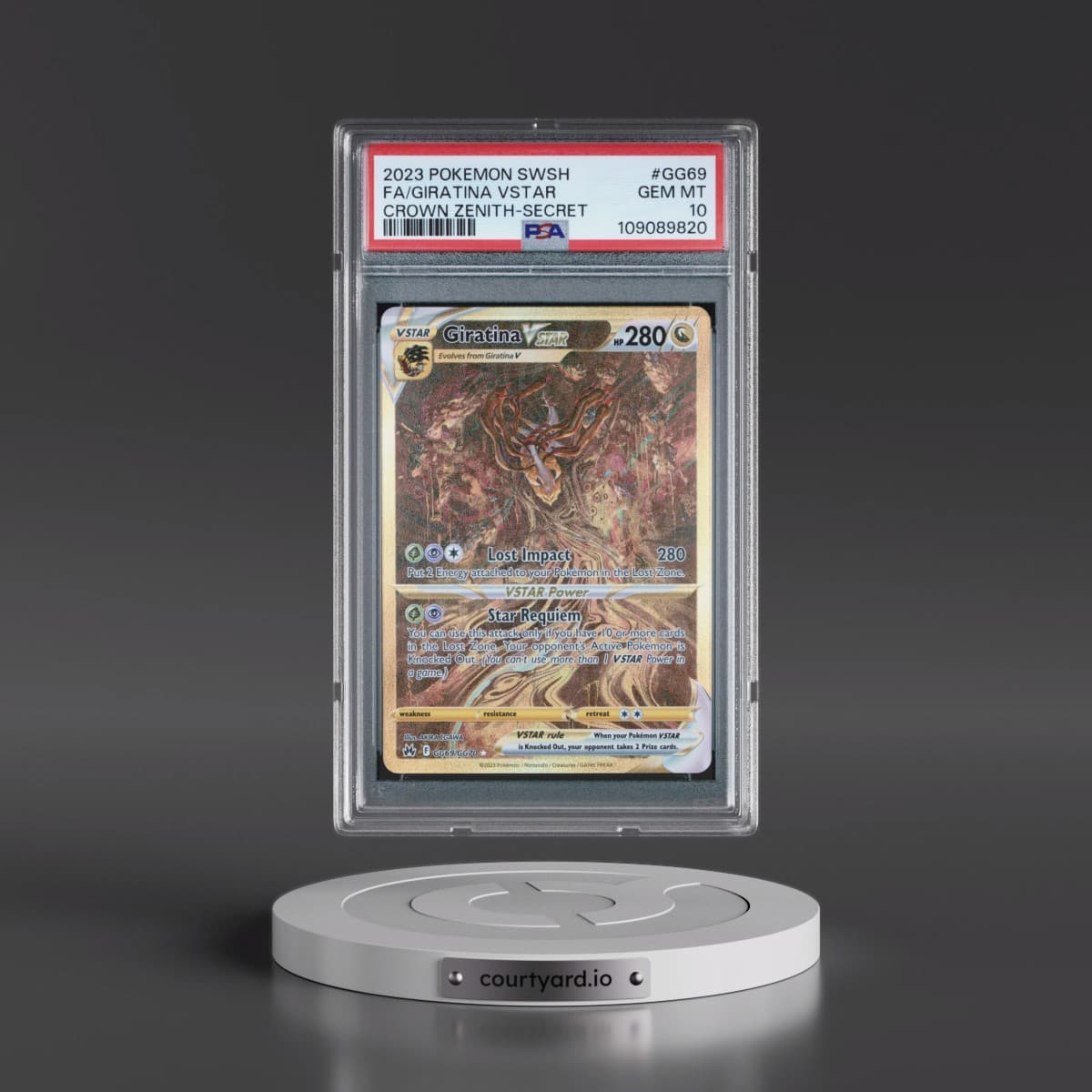 2023 Pokémon Sword and Shield Crown Zenith #GG69 Giratina Vstar - Full Art Secret (PSA 10 GEM MINT)