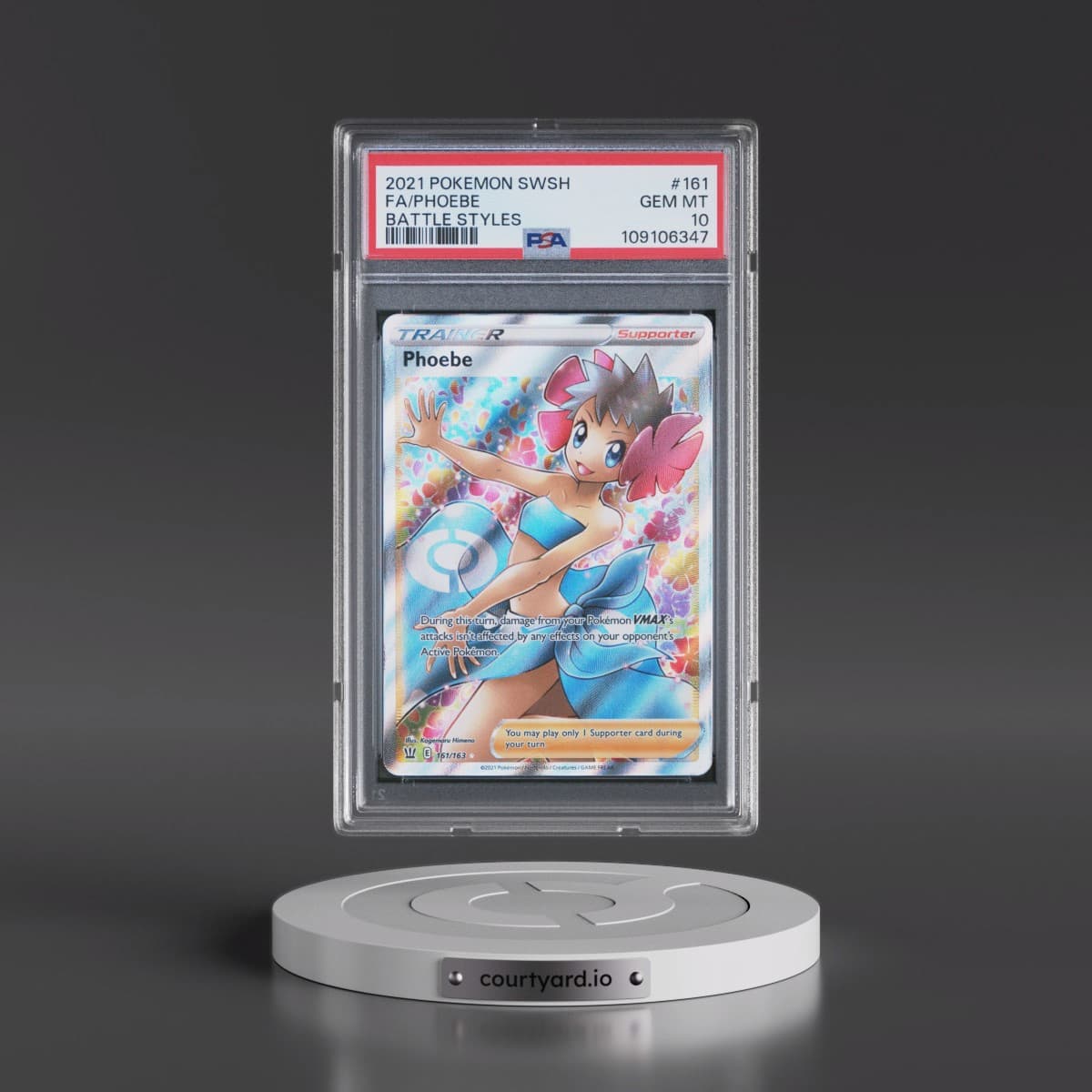 2021 Pokémon Sword & Shield Battle Styles #161 Phoebe - Full Art (PSA 10 GEM MINT)
