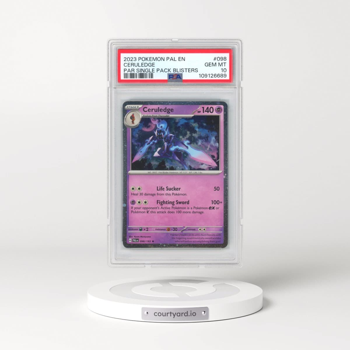 2023 Pokémon Pal EN-Paldea Evolved #098 Ceruledge - Paradox Rift Single Pack Blisters (PSA 10 GEM MINT)