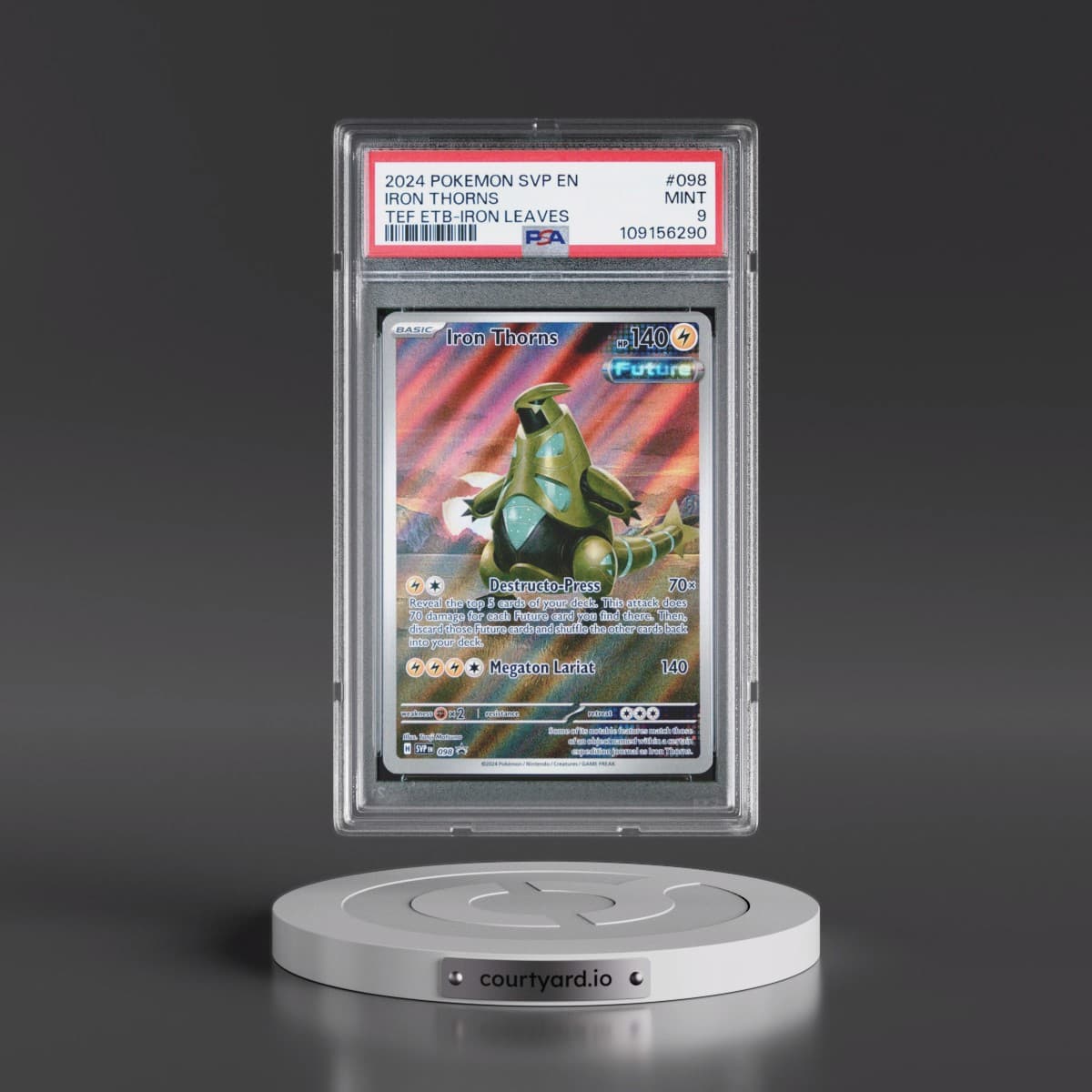 2024 Pokémon Svp EN-SV Black Star Promo #098 Iron Thorns - Temporal Forces Elite Trainer Box-Iron Leaves (PSA 9 MINT)