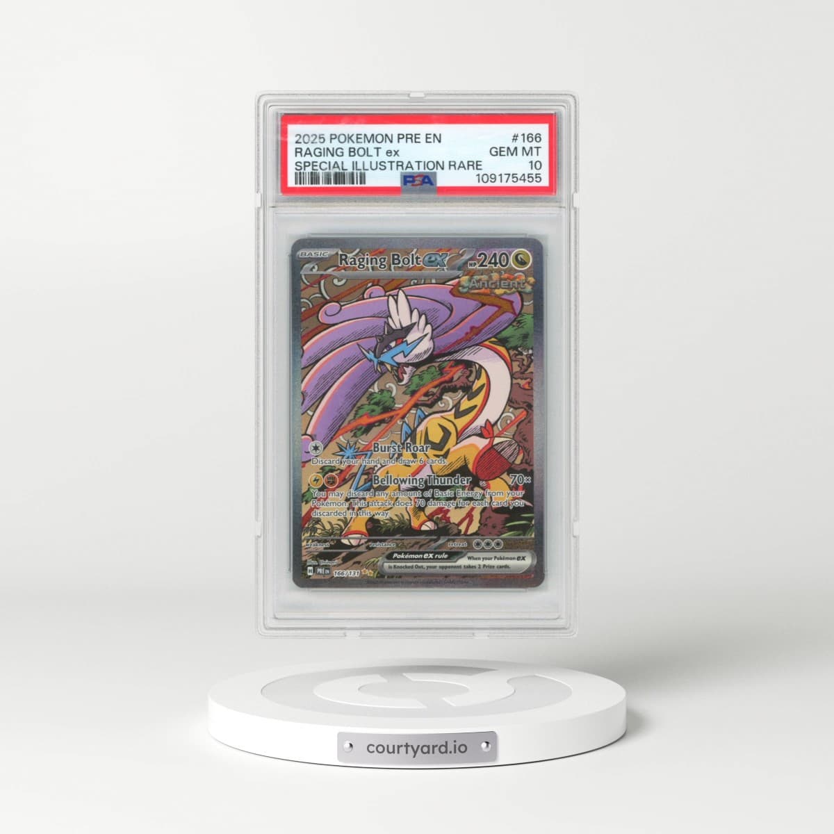 2025 Pokémon Pre EN-Prismatic Evolutions #166 Raging Bolt EX - Holo Special Illustration Rare (PSA 10 GEM MINT)