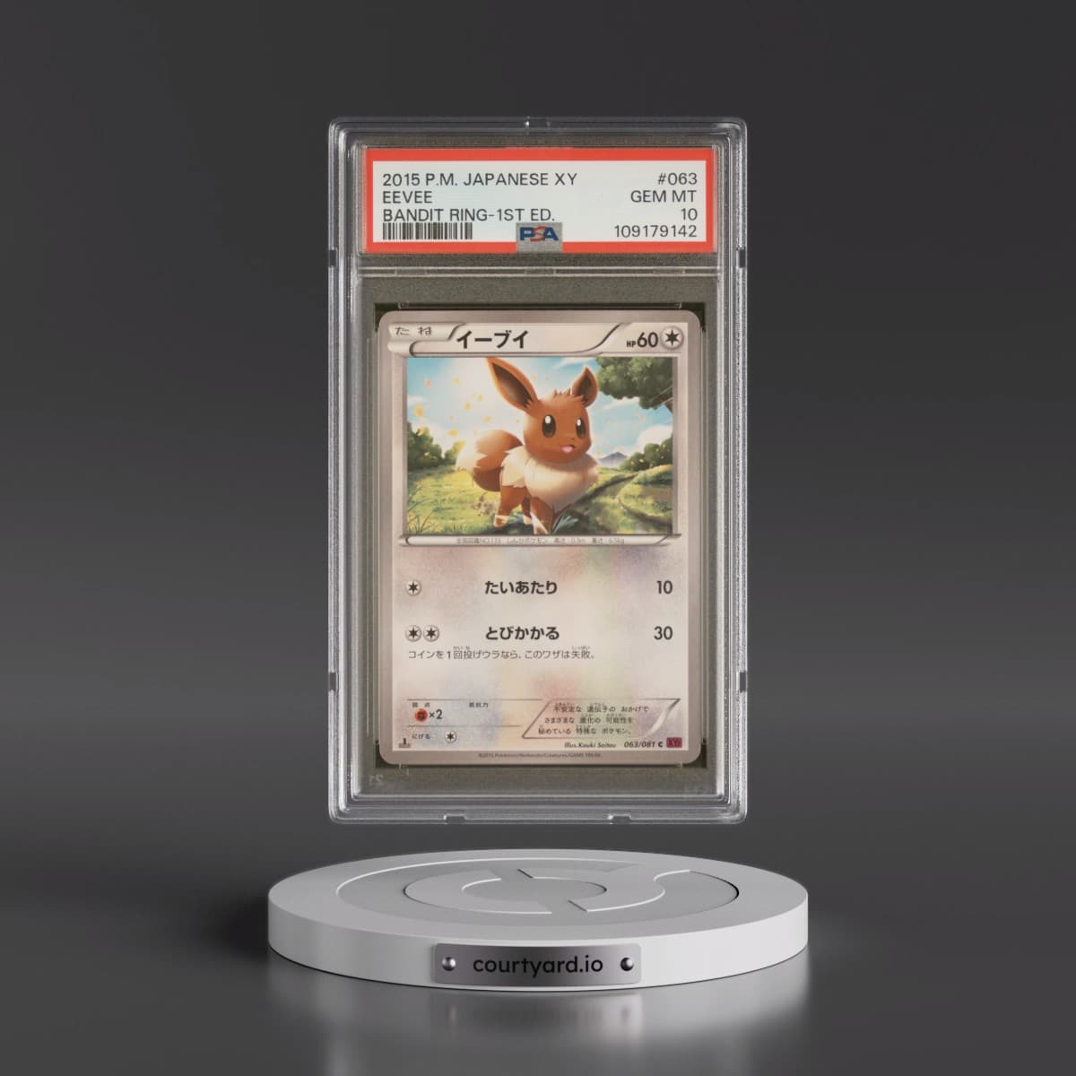 2015 Pokémon XY Bandit Ring #063 Eevee - 1st Edition (PSA 10 GEM MINT)