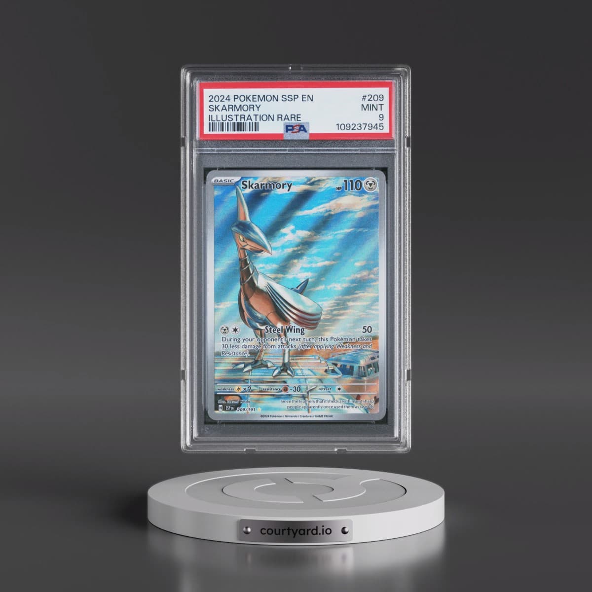 2024 Pokémon Ssp EN-Surging Sparks #209 Skarmory - Illustration Rare (PSA 9 MINT)