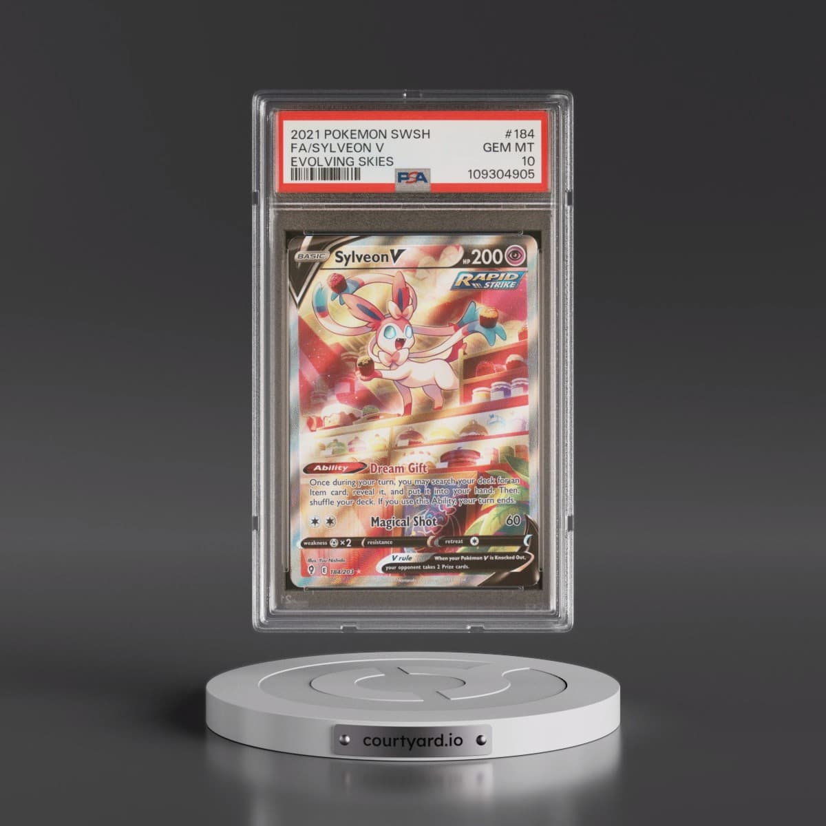 2021 Pokémon Sword & Shield Evolving Skies #184 Sylveon V - Holo Full Art (PSA 10 GEM MINT)
