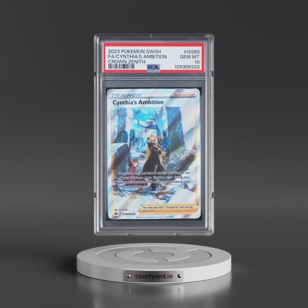 2023 Pokémon Sword and Shield Crown Zenith #GG60 Cynthia's Ambition - Full Art (PSA 10 GEM MINT)
