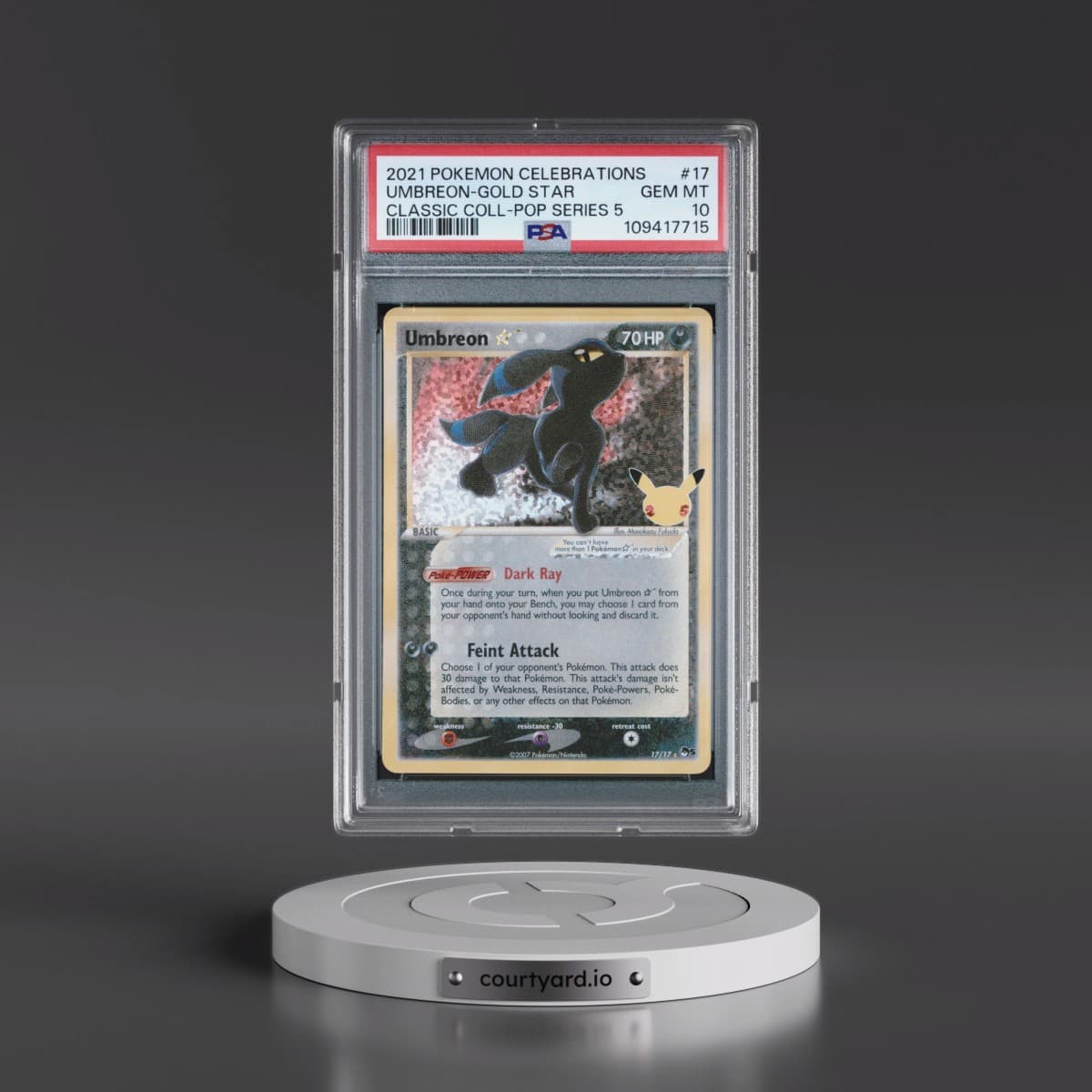 2021 Pokémon Celebrations Classic Collection #17 Umbreon-Gold Star (PSA 10 GEM MINT)