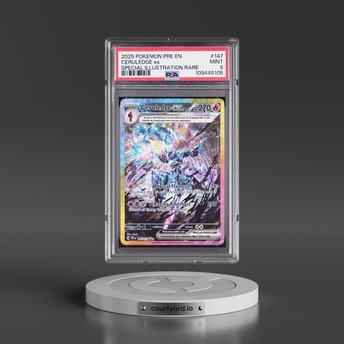 2025 Pokémon Pre EN-Prismatic Evolutions #147 Ceruledge EX - Holo Special Illustration Rare (PSA 9 MINT)
