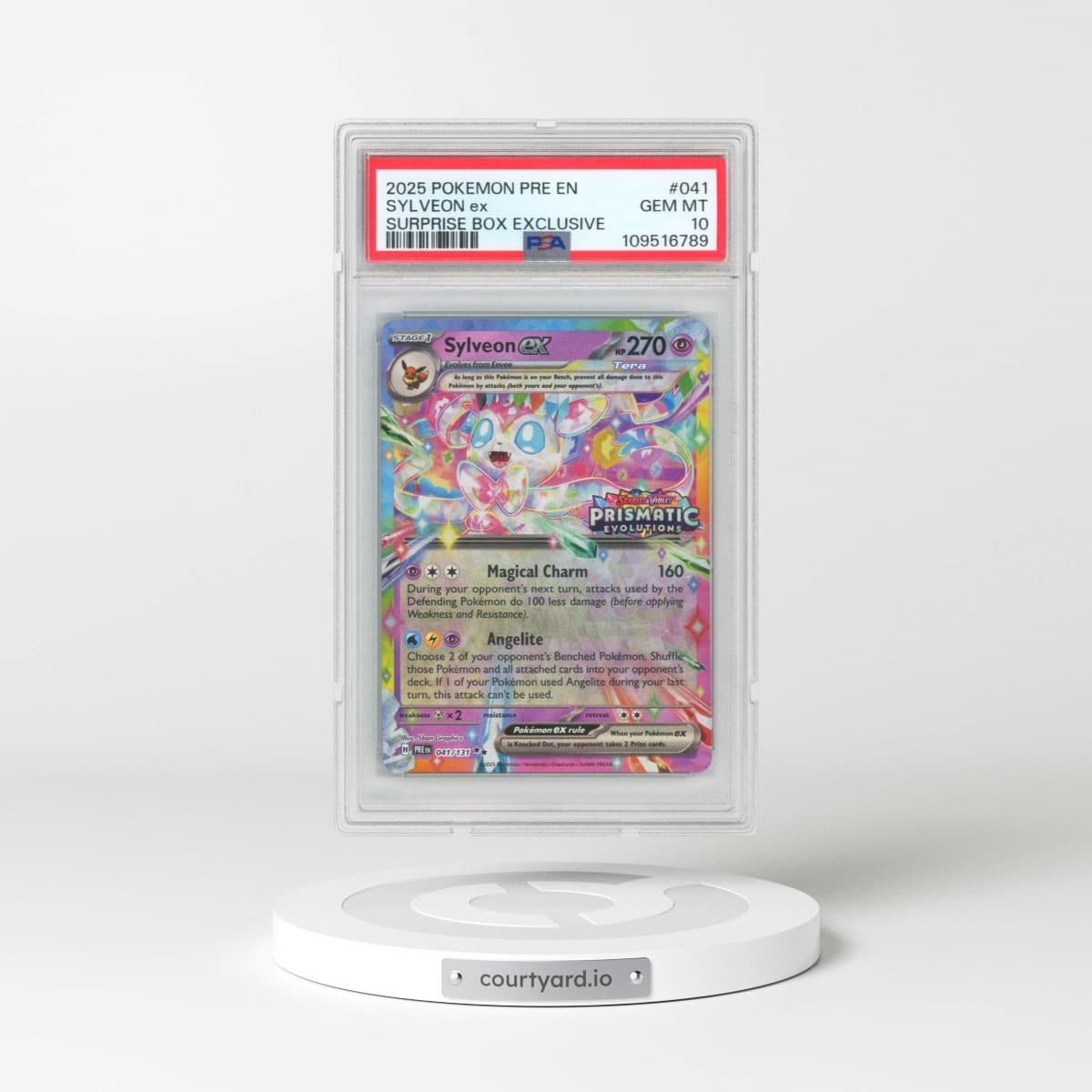 2025 Pokémon Pre EN-Prismatic Evolutions #041 Sylveon EX - Holo Surprise Box Exclusive (PSA 10 GEM MINT)