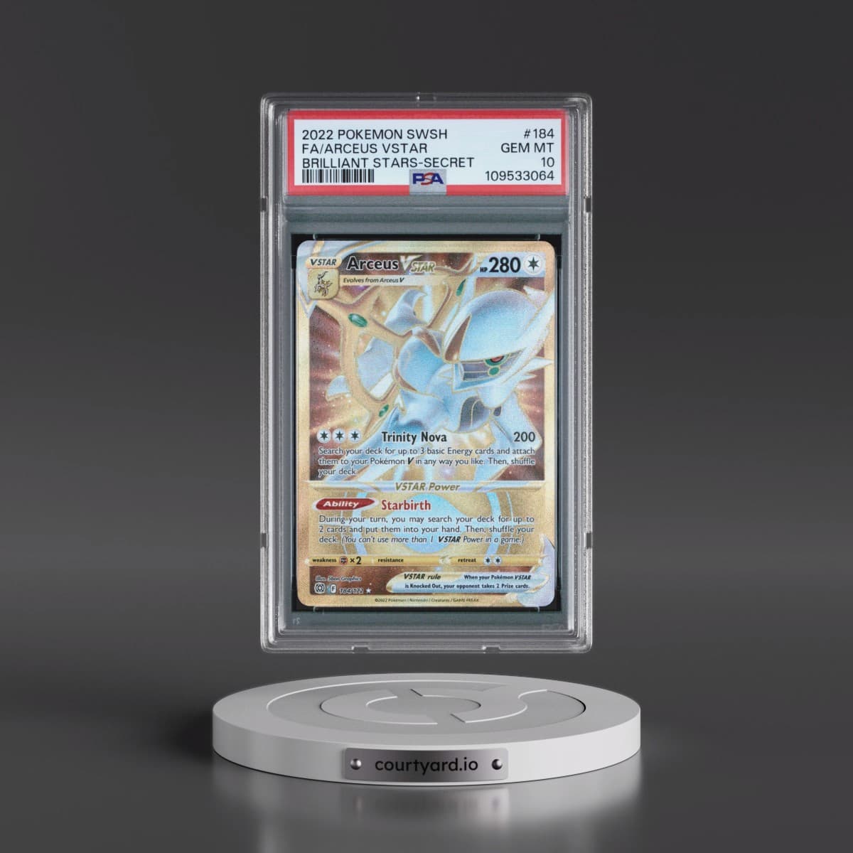 2022 Pokémon Sword & Shield Brilliant Stars #184 Arceus Vstar - Full Art Secret (PSA 10 GEM MINT)