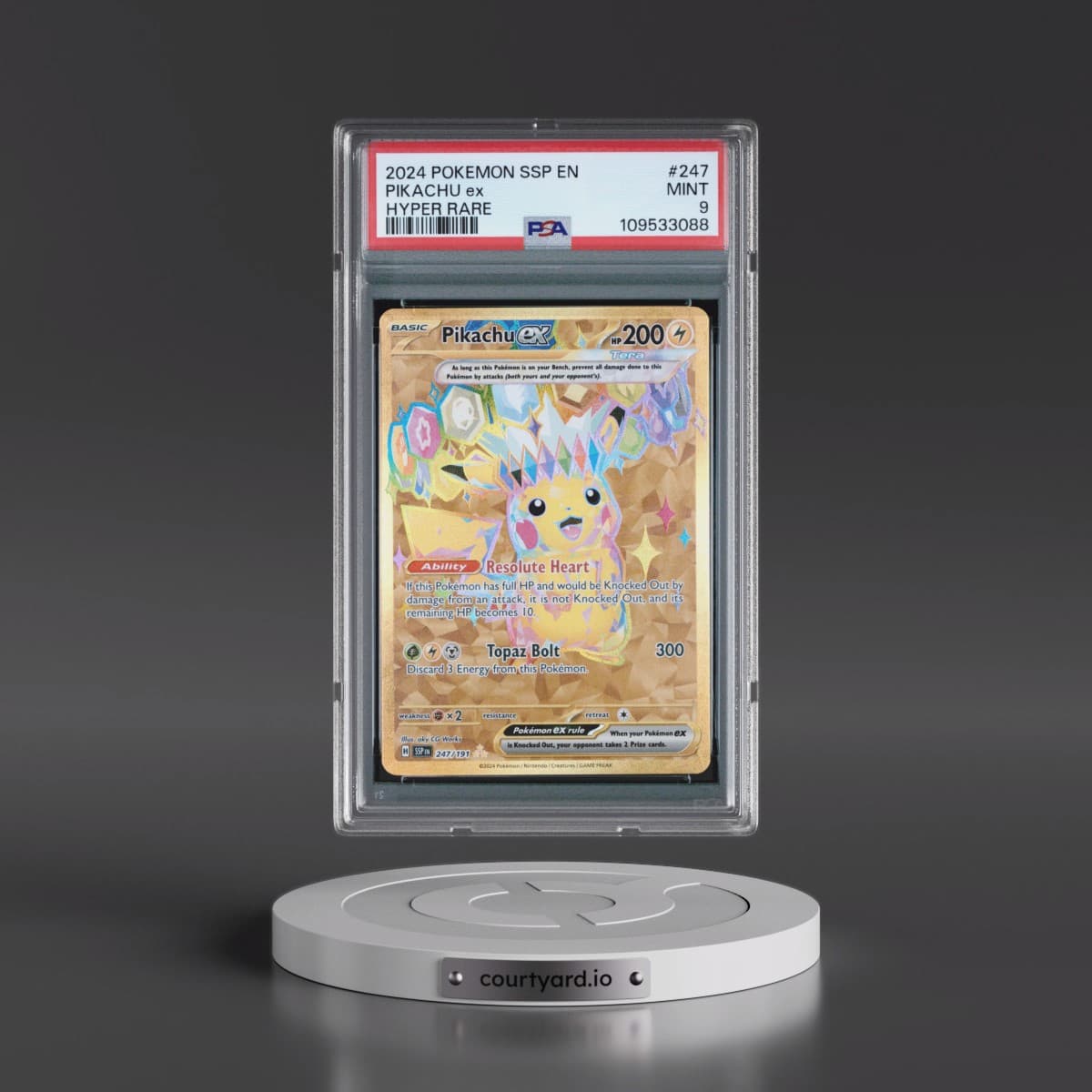 2024 Pokémon Ssp EN-Surging Sparks #247 Pikachu EX - Holo Hyper Rare (PSA 9 MINT)
