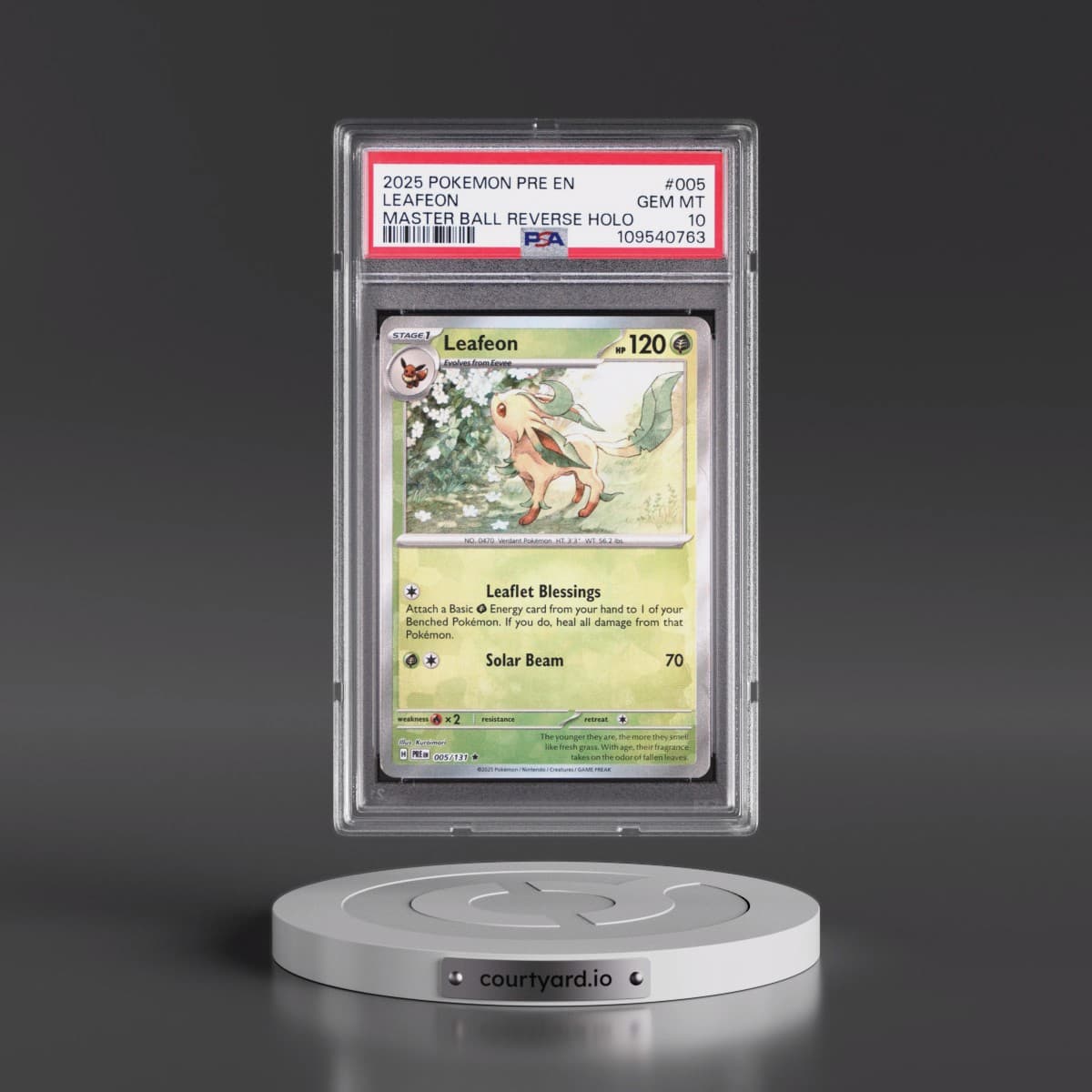 2025 Pokémon Pre EN-Prismatic Evolutions #005 Leafeon - Reverse Holo Master Ball (PSA 10 GEM MINT)