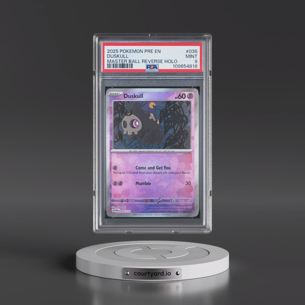 2025 Pokémon Pre EN-Prismatic Evolutions #035 Duskull - Reverse Holo Master Ball (PSA 9 MINT)