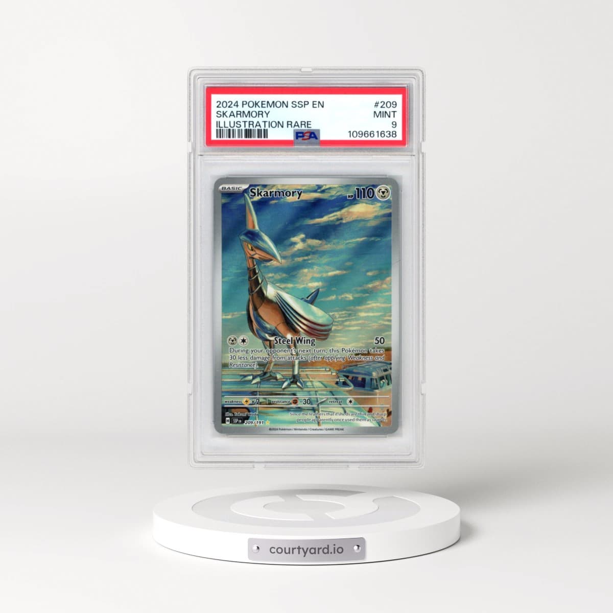 2024 Pokémon Ssp EN-Surging Sparks #209 Skarmory - Illustration Rare (PSA 9 MINT)