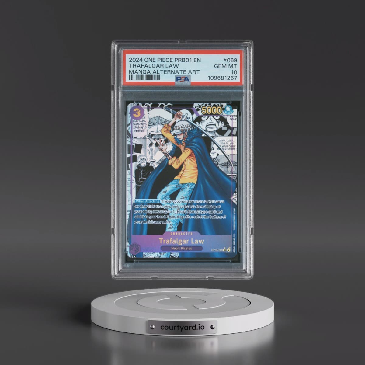 2024 One Piece PRB01-Premium Booster -One Piece Card the Best #069 Trafalgar Law - Manga Alternate Art (PSA 10 GEM MINT)