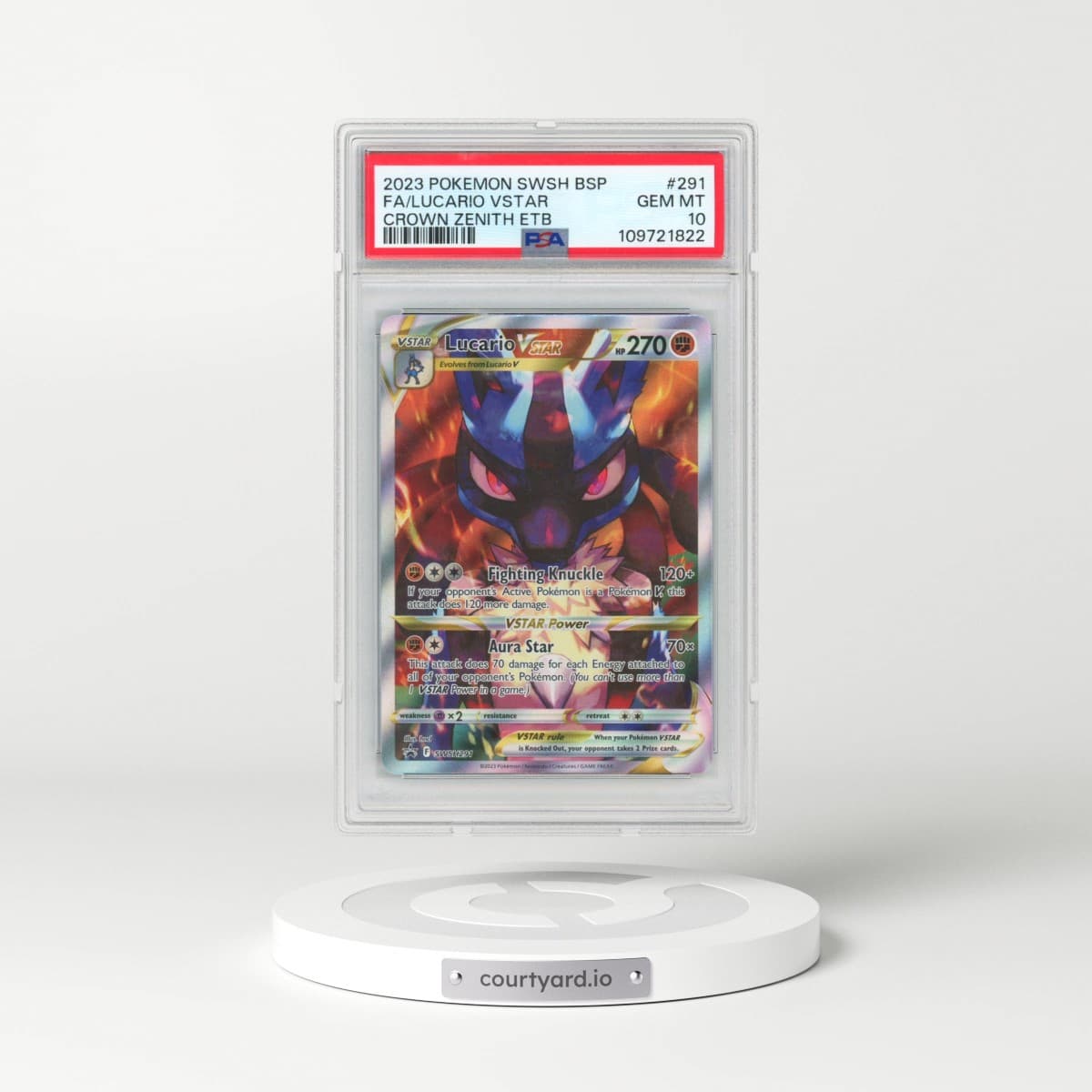 2023 Pokémon Swsh Black Star Promo #291 Lucario Vstar - Full Art Crown Zenith Elite Trainer Box (PSA 10 GEM MINT)