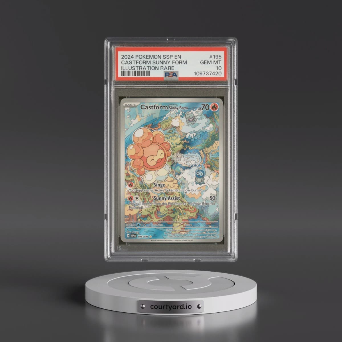 2024 Pokémon Ssp EN-Surging Sparks #195 Castform Sunny Form - Illustration Rare (PSA 10 GEM MINT)