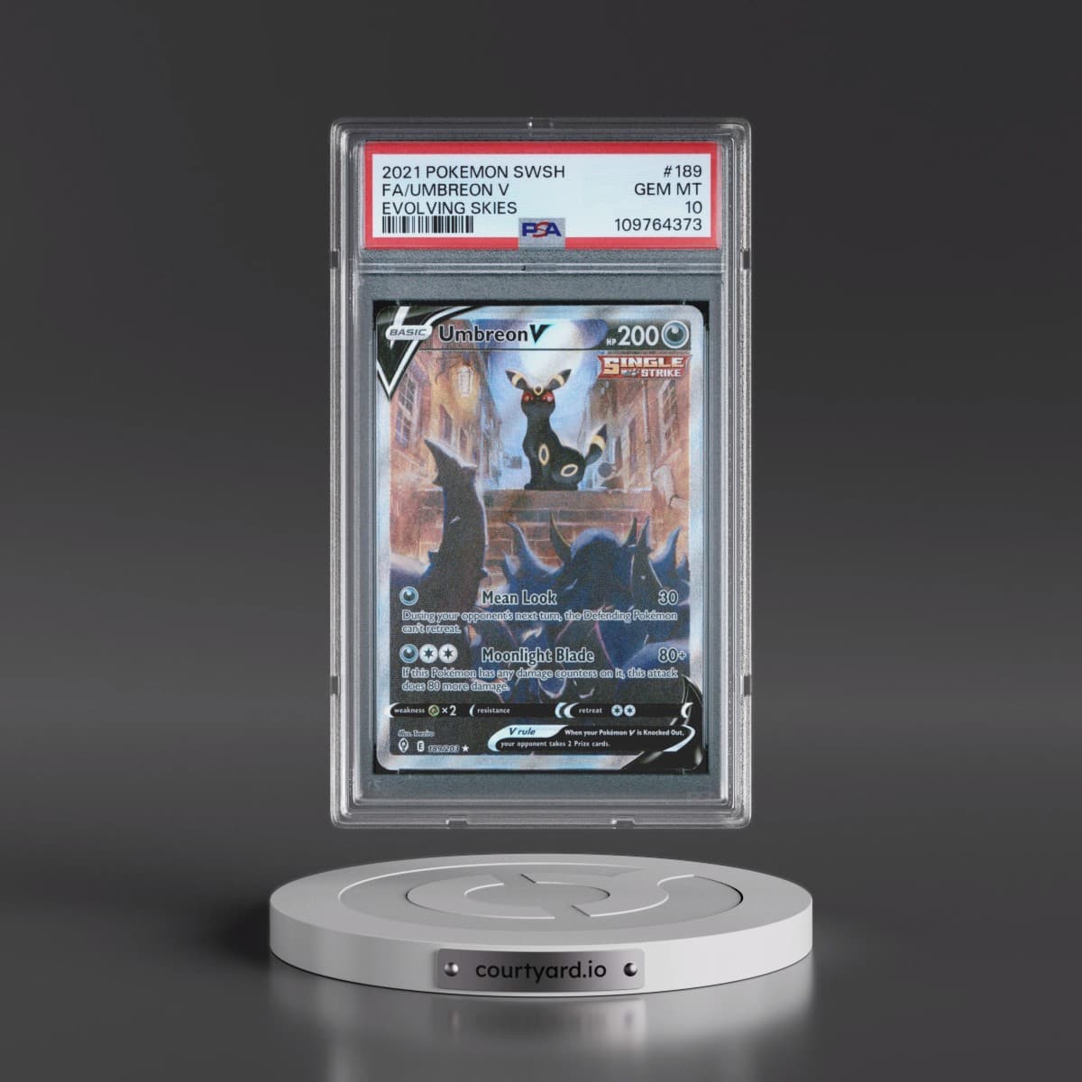2021 Pokémon Sword & Shield Evolving Skies #189 Umbreon V - Holo Full Art (PSA 10 GEM MINT)