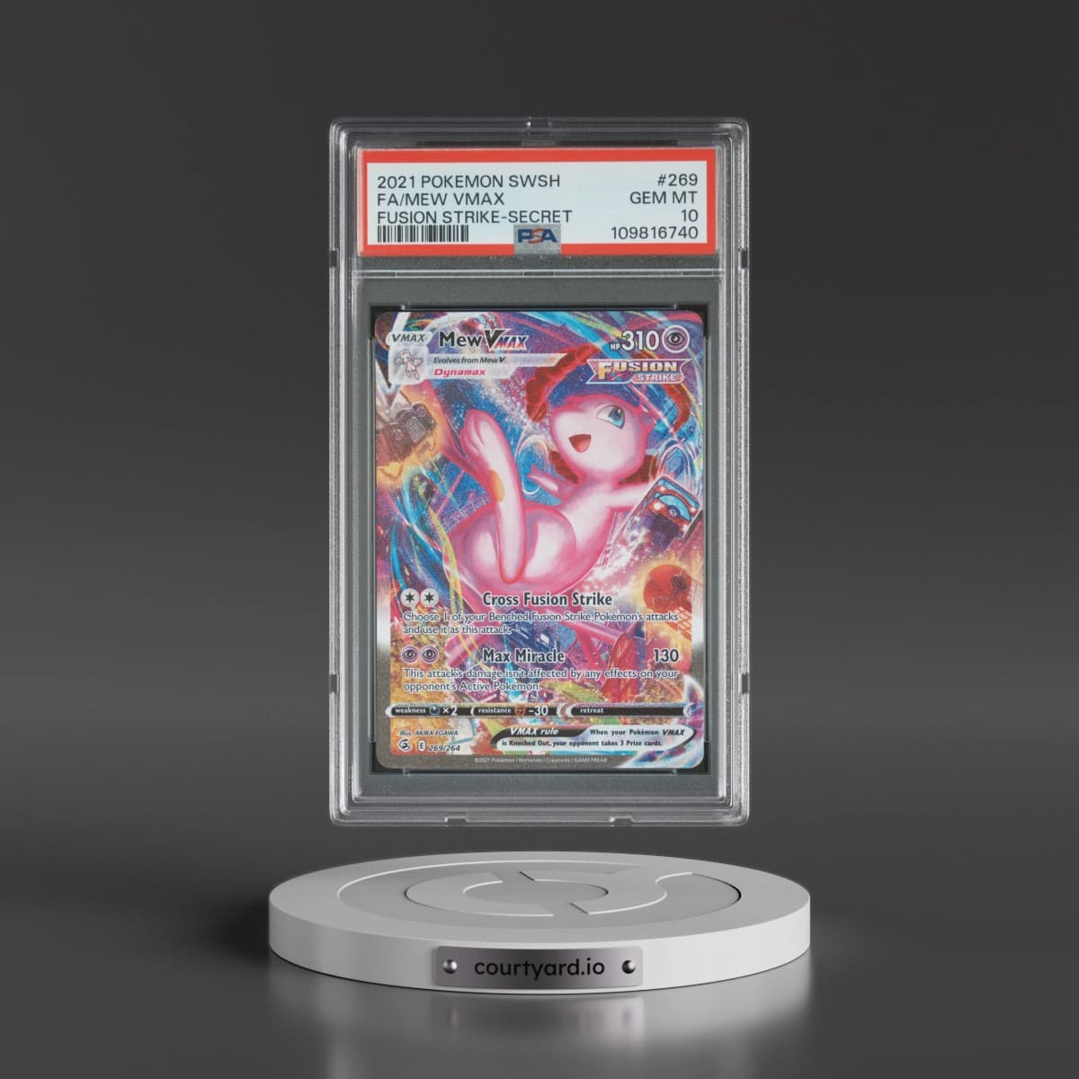 2021 Pokémon Sword & Shield Fusion Strike #269 Mew Vmax - Full Art Secret (PSA 10 GEM MINT)