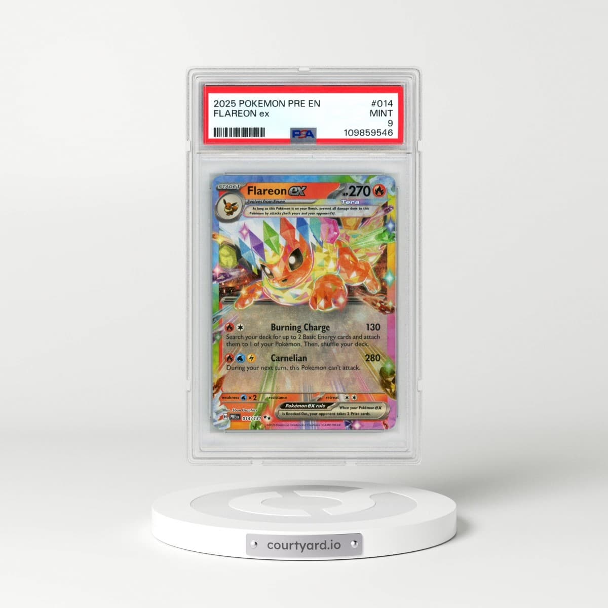 2025 Pokémon Pre EN-Prismatic Evolutions #014 Flareon EX - Holo (PSA 9 MINT)
