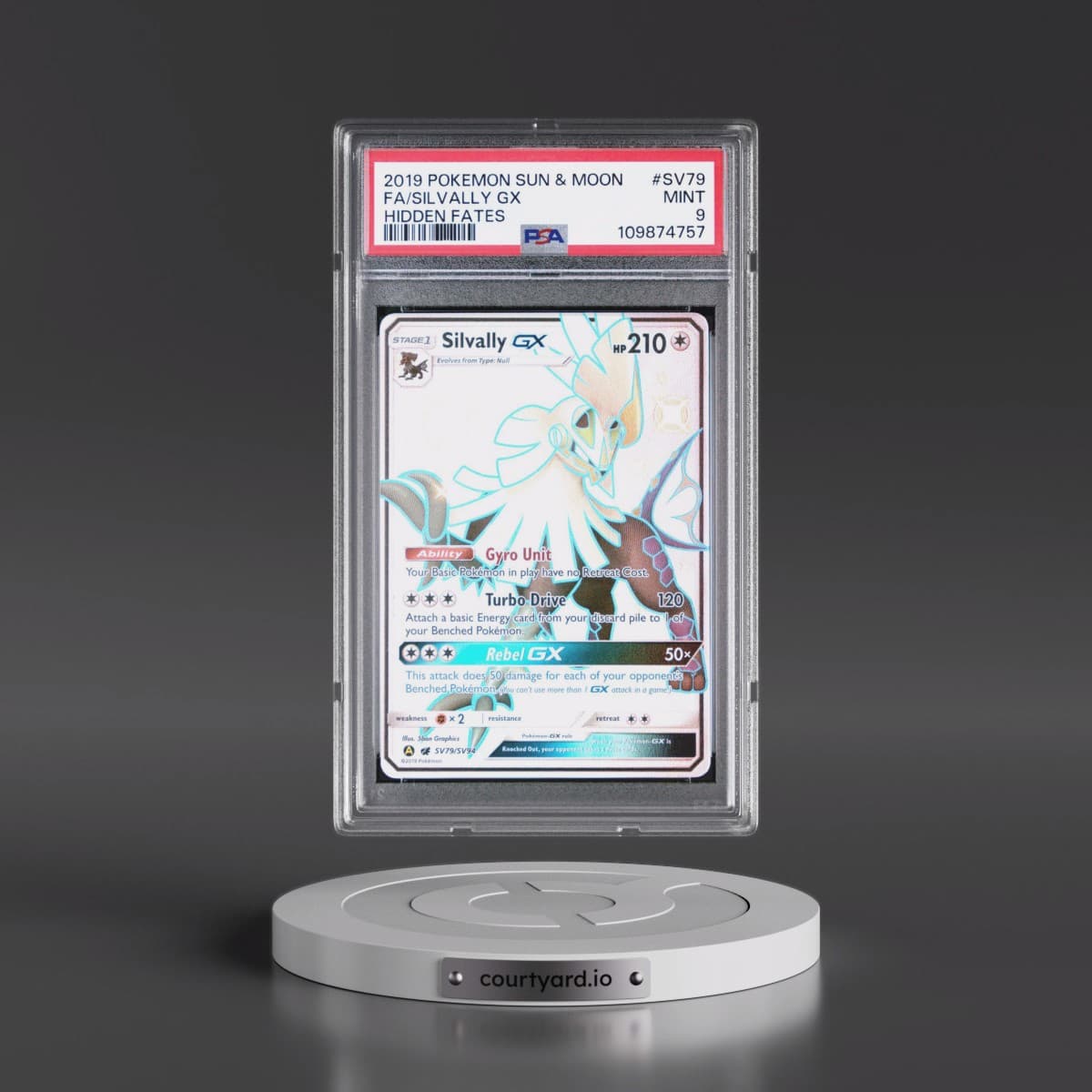2019 Pokémon Sun & Moon Hidden Fates #SV79 Silvally GX - Holo Full Art (PSA 9 MINT)