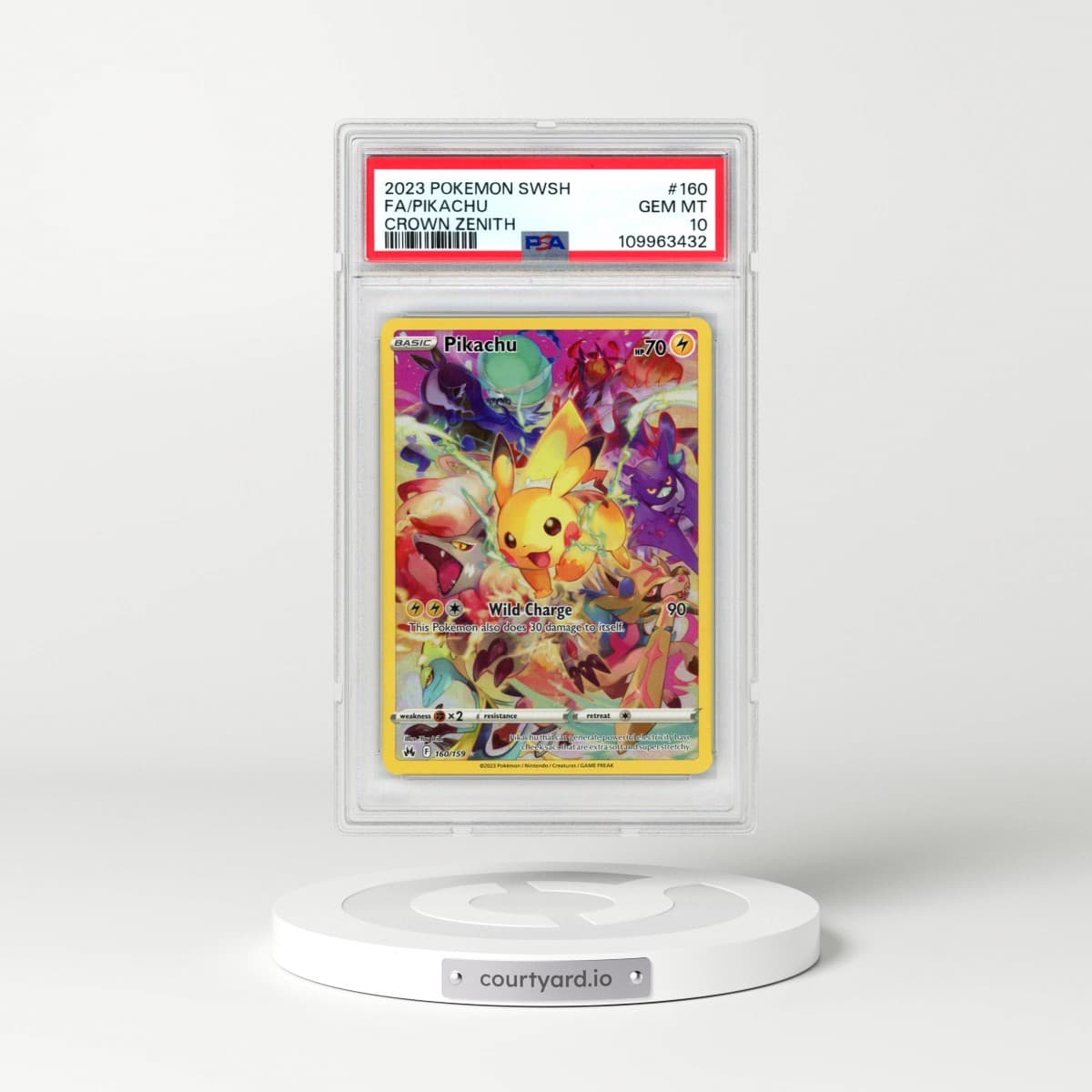 2023 Pokémon Sword and Shield Crown Zenith #160 Pikachu - Full Art (PSA 10 GEM MINT)