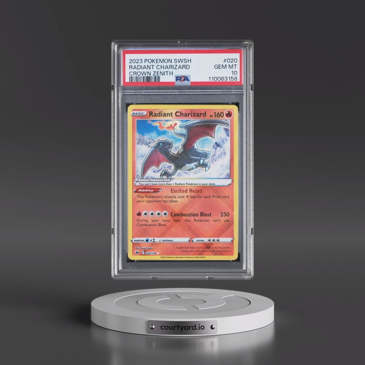 2023 Pokémon Sword and Shield Crown Zenith #020 Radiant Charizard - Holo (PSA 10 GEM MINT)