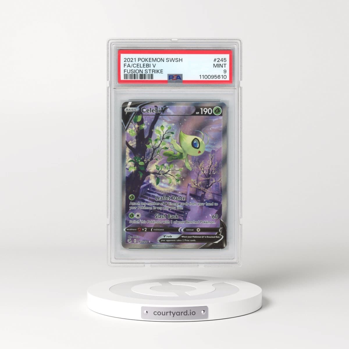 2021 Pokémon Sword & Shield Fusion Strike #245 Celebi V - Holo Full Art (PSA 9 MINT)