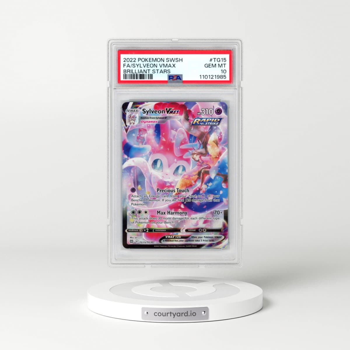 2022 Pokémon Sword & Shield Brilliant Stars #TG15 Sylveon Vmax - Full Art (PSA 10 GEM MINT)