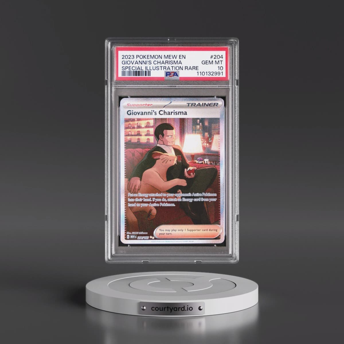 2023 Pokémon Mew EN-151 #204 Giovanni's Charisma - Special Illustration Rare (PSA 10 GEM MINT)