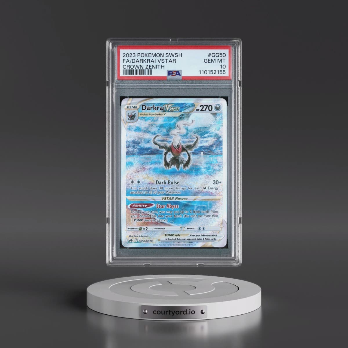 2023 Pokémon Sword and Shield Crown Zenith #GG50 Darkrai Vstar - Full Art (PSA 10 GEM MINT)