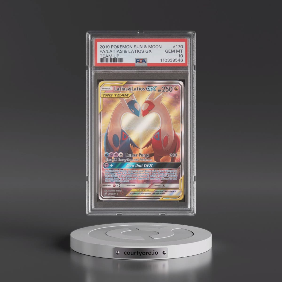 2019 Pokémon Sun & Moon Team Up #170 Latias & Latios GX - Holo Full Art (PSA 10 GEM MINT)