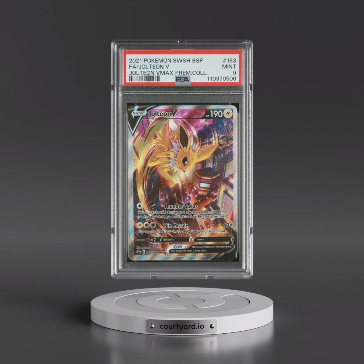 2021 Pokémon Swsh Black Star Promo #183 Jolteon V - Holo Full Art Jolteon Vmax Premium Collection (PSA 9 MINT)