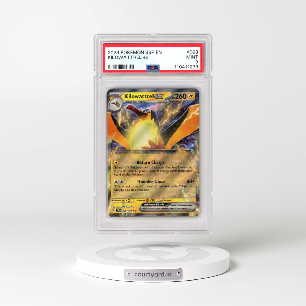 2024 Pokémon Ssp EN-Surging Sparks #068 Kilowattrel EX - Holo (PSA 9 MINT)