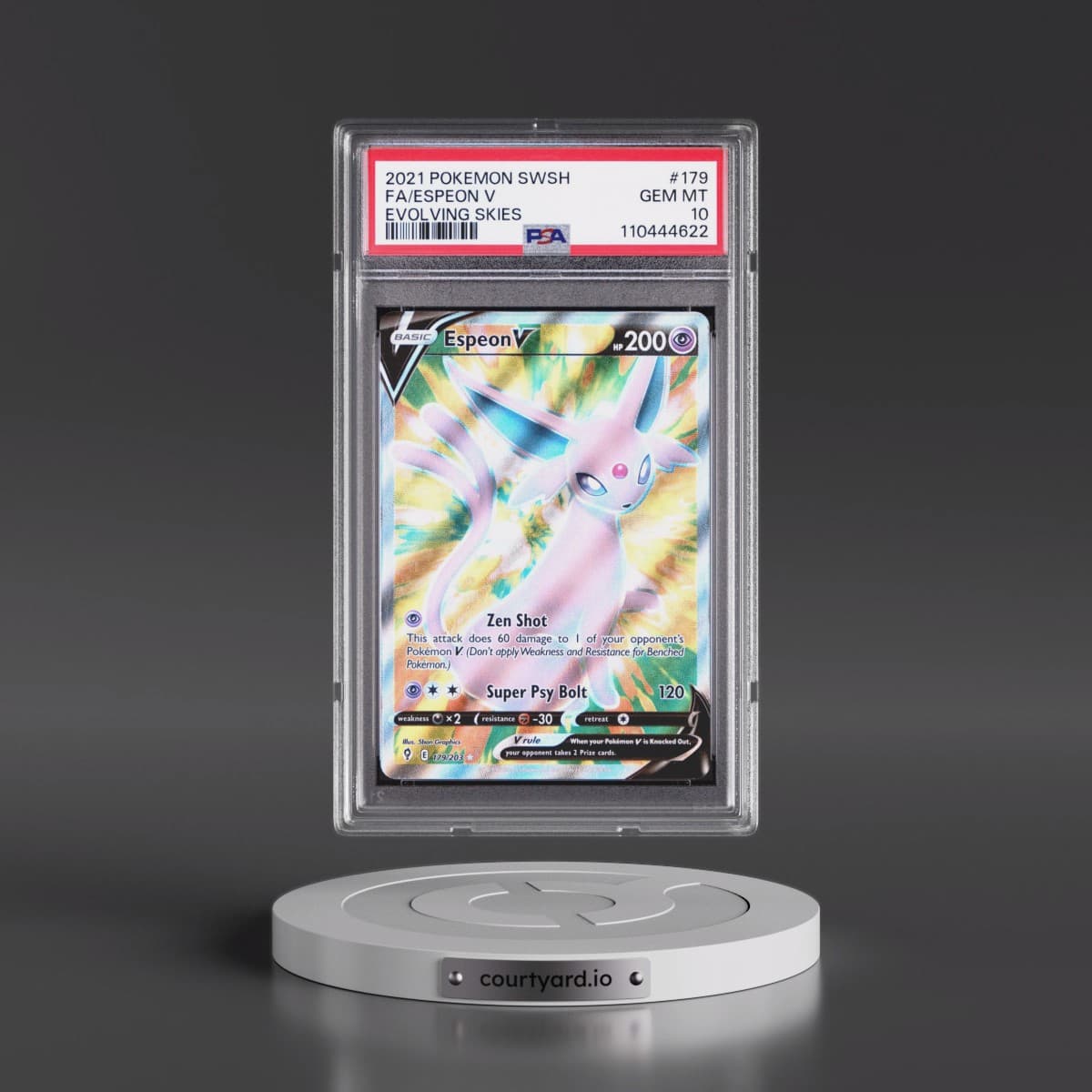 2021 Pokémon Sword & Shield Evolving Skies #179 Espeon V - Holo Full Art (PSA 10 GEM MINT)