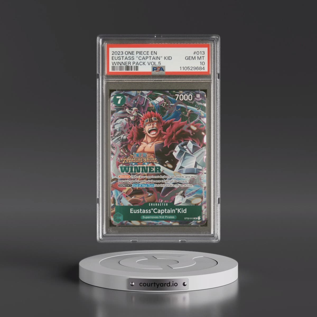 2023 One Piece Promos #013 Eustass "Captain" Kid - Winner Pack Vol.5 (PSA 10 GEM MINT)