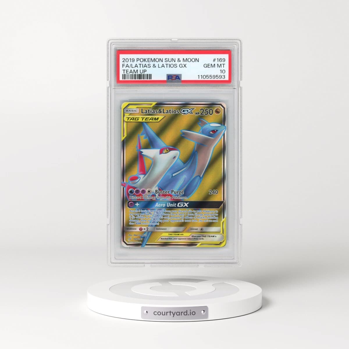 2019 Pokémon Sun & Moon Team Up #169 Latias & Latios GX - Holo Full Art (PSA 10 GEM MINT)