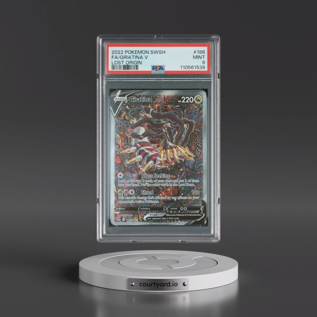 2022 Pokémon Sword & Shield Lost Origin #186 Giratina V - Holo Full Art (PSA 9 MINT)