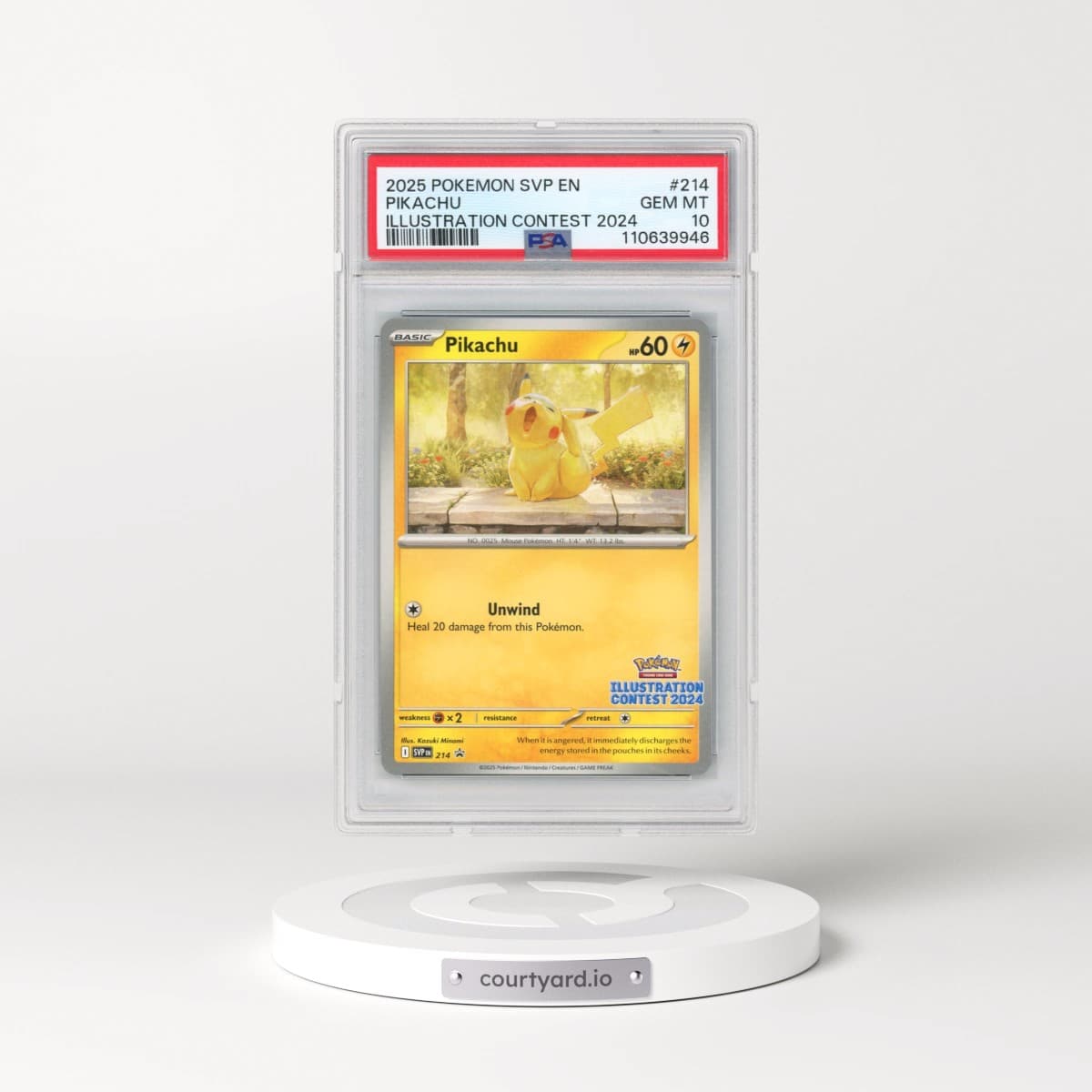 2025 Pokémon Svp EN-SV Black Star Promo #214 Pikachu - Illustration Contest 2024 (PSA 10 GEM MINT)