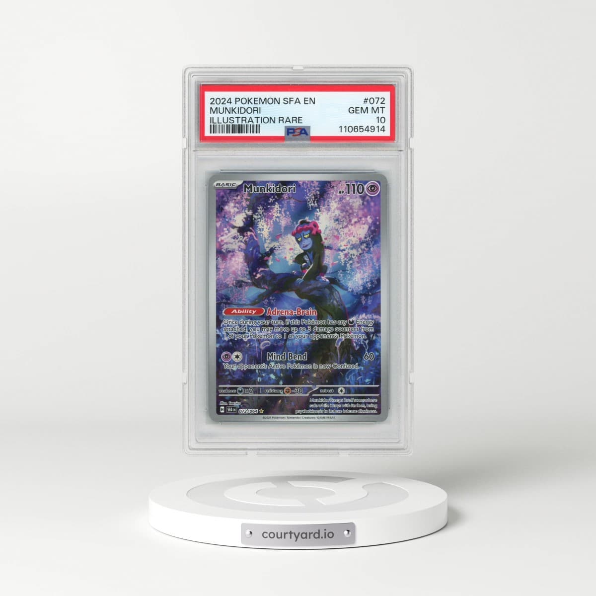 2024 Pokémon Sfa EN-Shrouded Fable #072 Munkidori - Illustration Rare (PSA 10 GEM MINT)