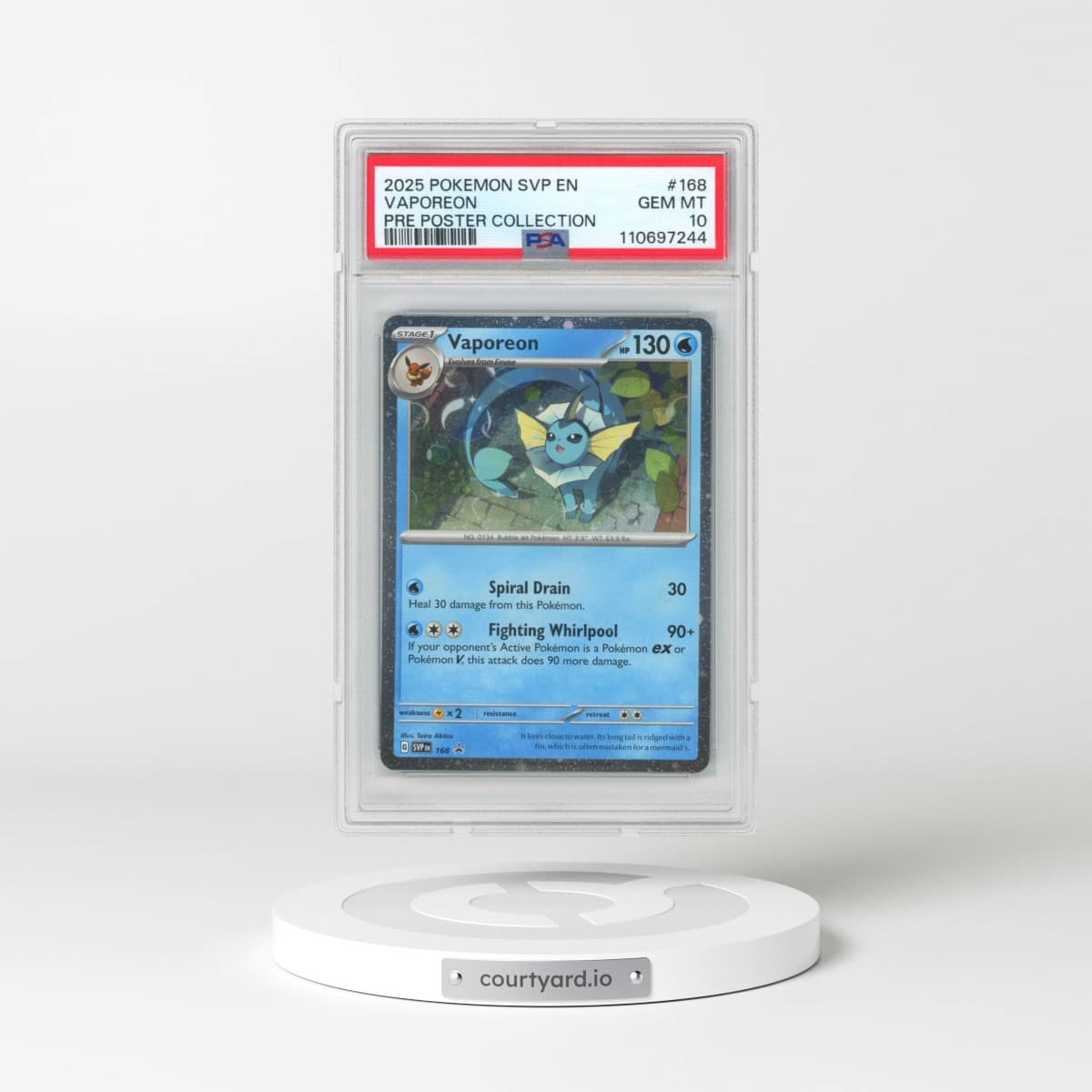 2025 Pokémon Svp EN-SV Black Star Promo #168 Vaporeon - Prismatic Evolutions Poster Collection (PSA 10 GEM MINT)
