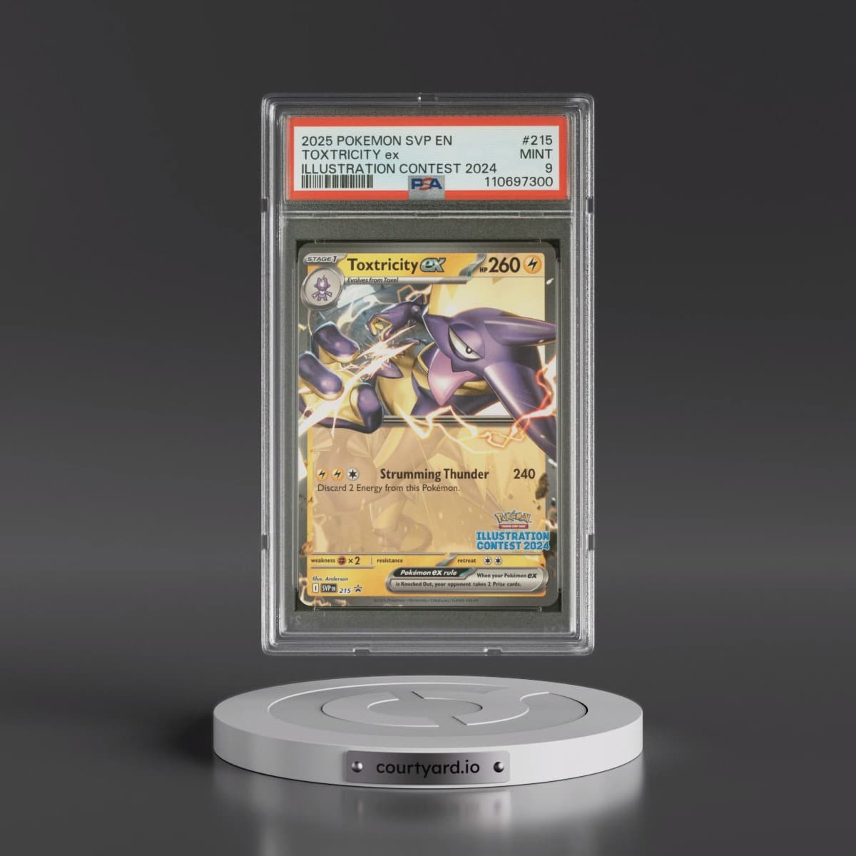 2025 Pokémon Svp EN-SV Black Star Promo #215 Toxtricity EX - Holo Illustration Contest 2024 (PSA 9 MINT)