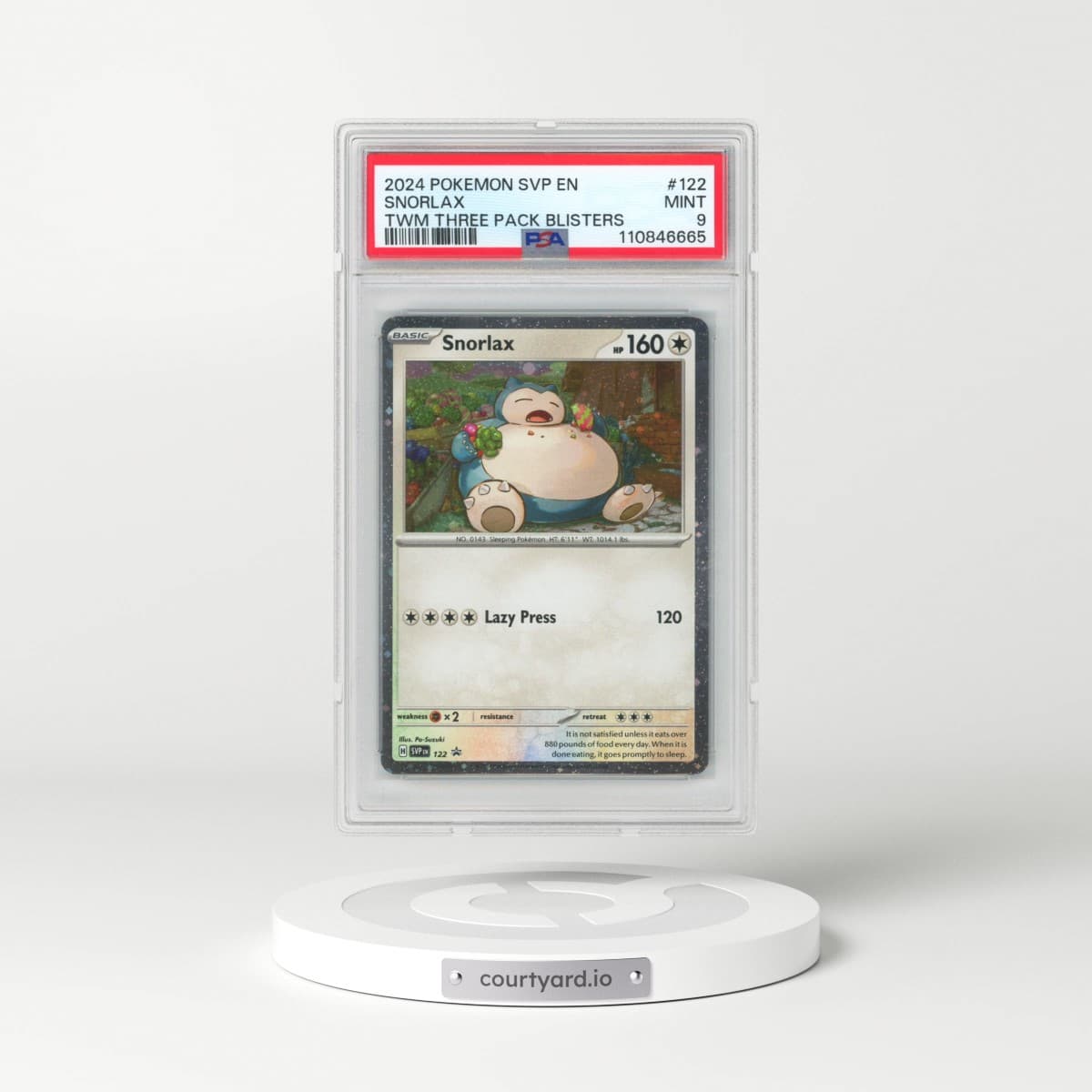 2024 Pokémon Svp EN-SV Black Star Promo #122 Snorlax - Twilight Masquerade Three Pack Blisters (PSA 9 MINT)