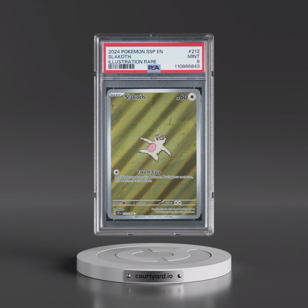 2024 Pokémon Ssp EN-Surging Sparks #212 Slakoth - Illustration Rare (PSA 9 MINT)