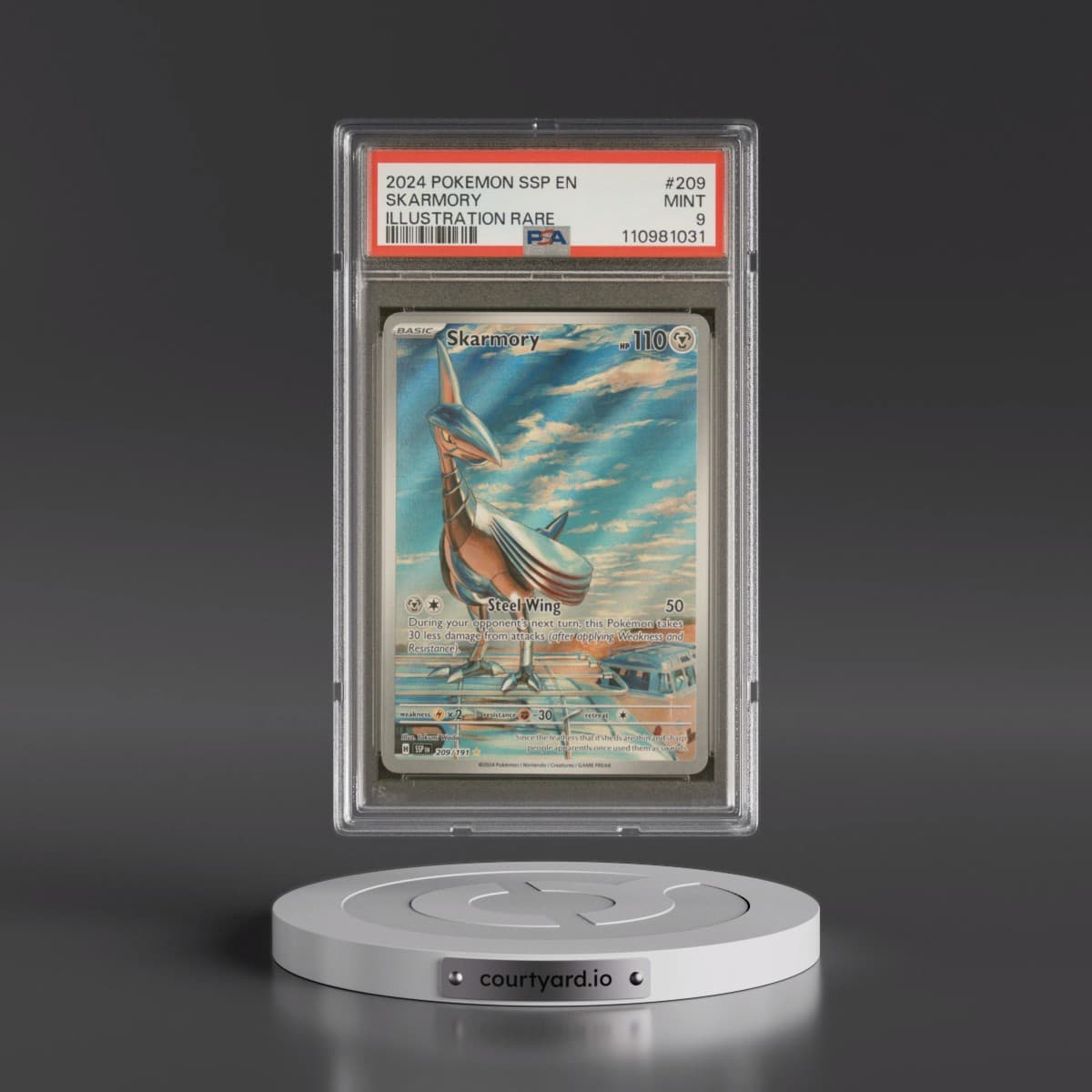 2024 Pokémon Ssp EN-Surging Sparks #209 Skarmory - Illustration Rare (PSA 9 MINT)