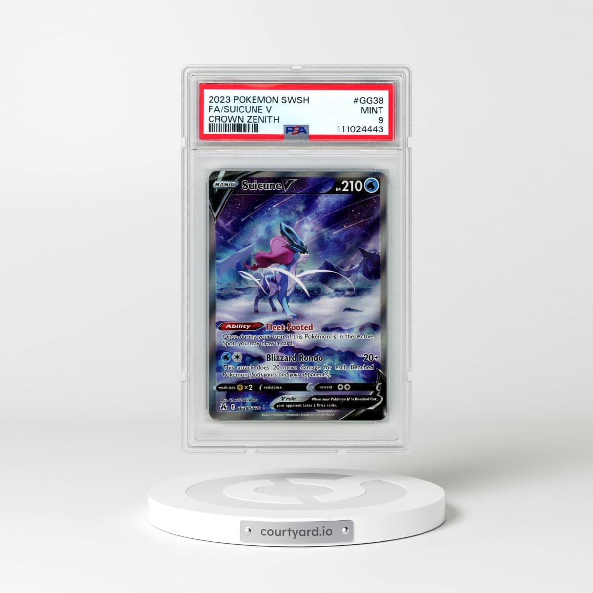 2023 Pokémon Sword and Shield Crown Zenith #GG38 Suicune V - Holo Full Art (PSA 9 MINT)