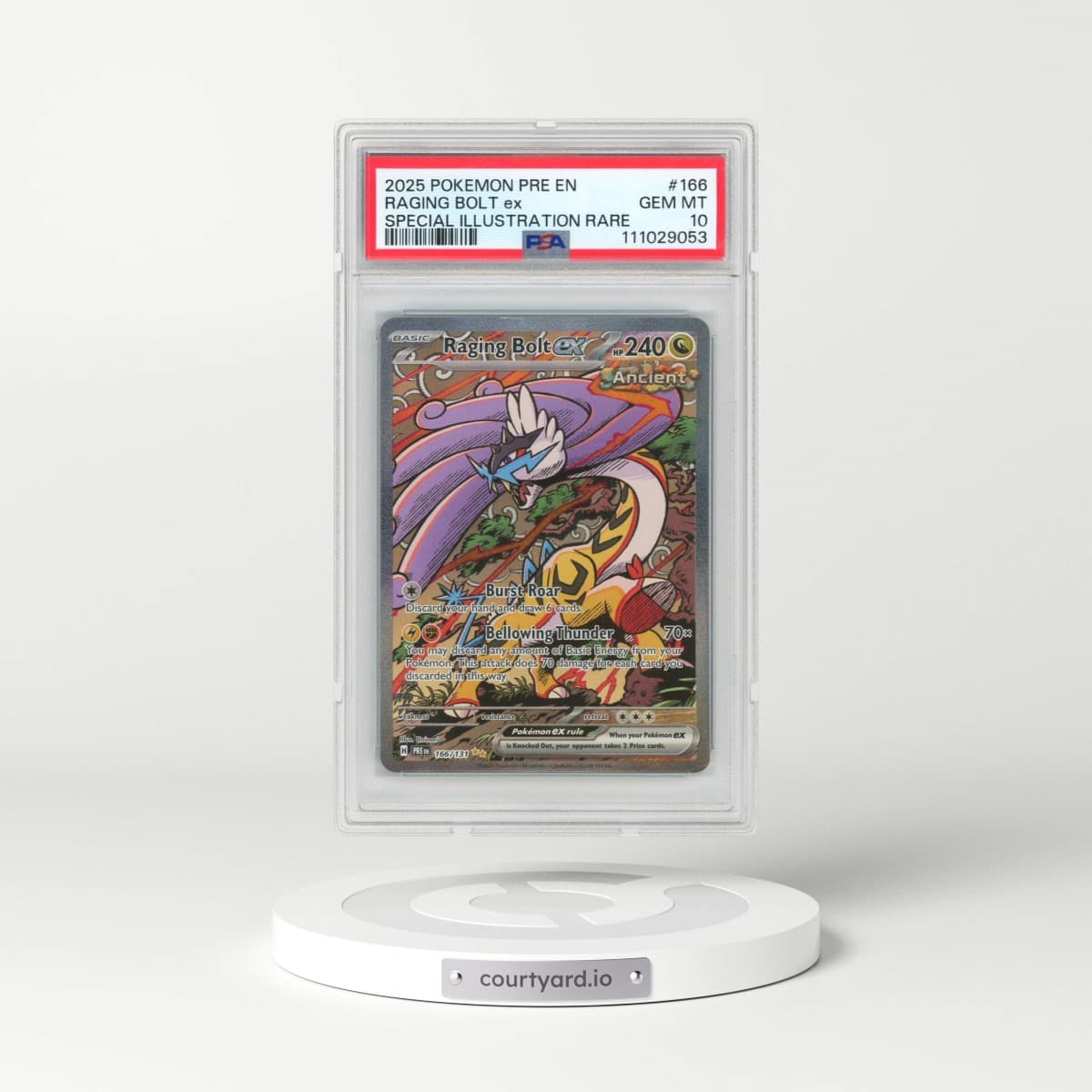 2025 Pokémon Pre EN-Prismatic Evolutions #166 Raging Bolt EX - Holo Special Illustration Rare (PSA 10 GEM MINT)