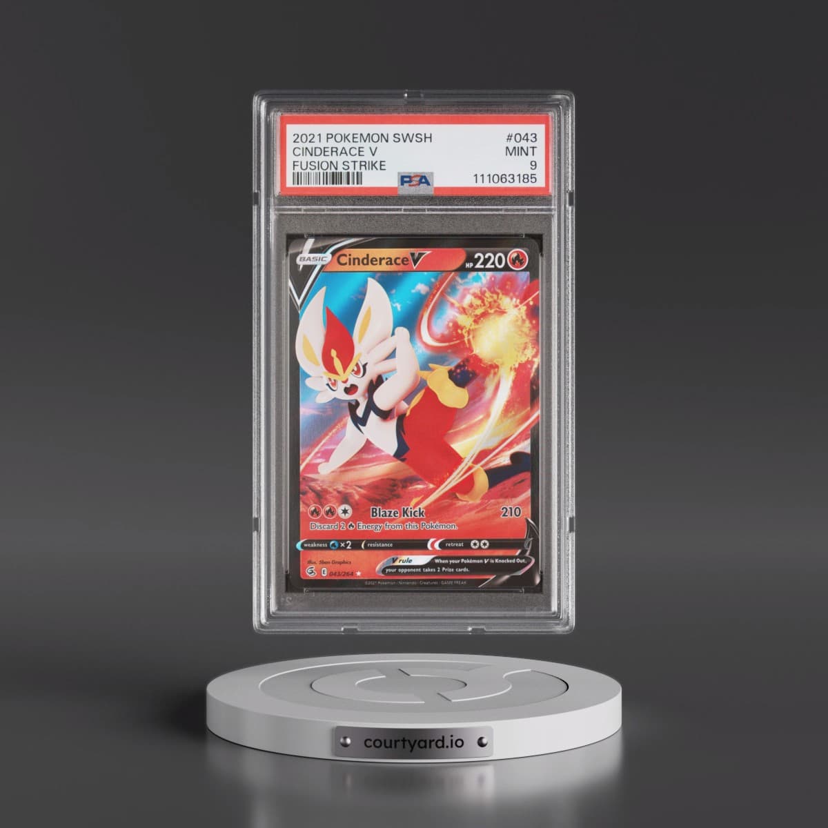2021 Pokémon Sword & Shield Fusion Strike #043 Cinderace V - Holo (PSA 9 MINT)